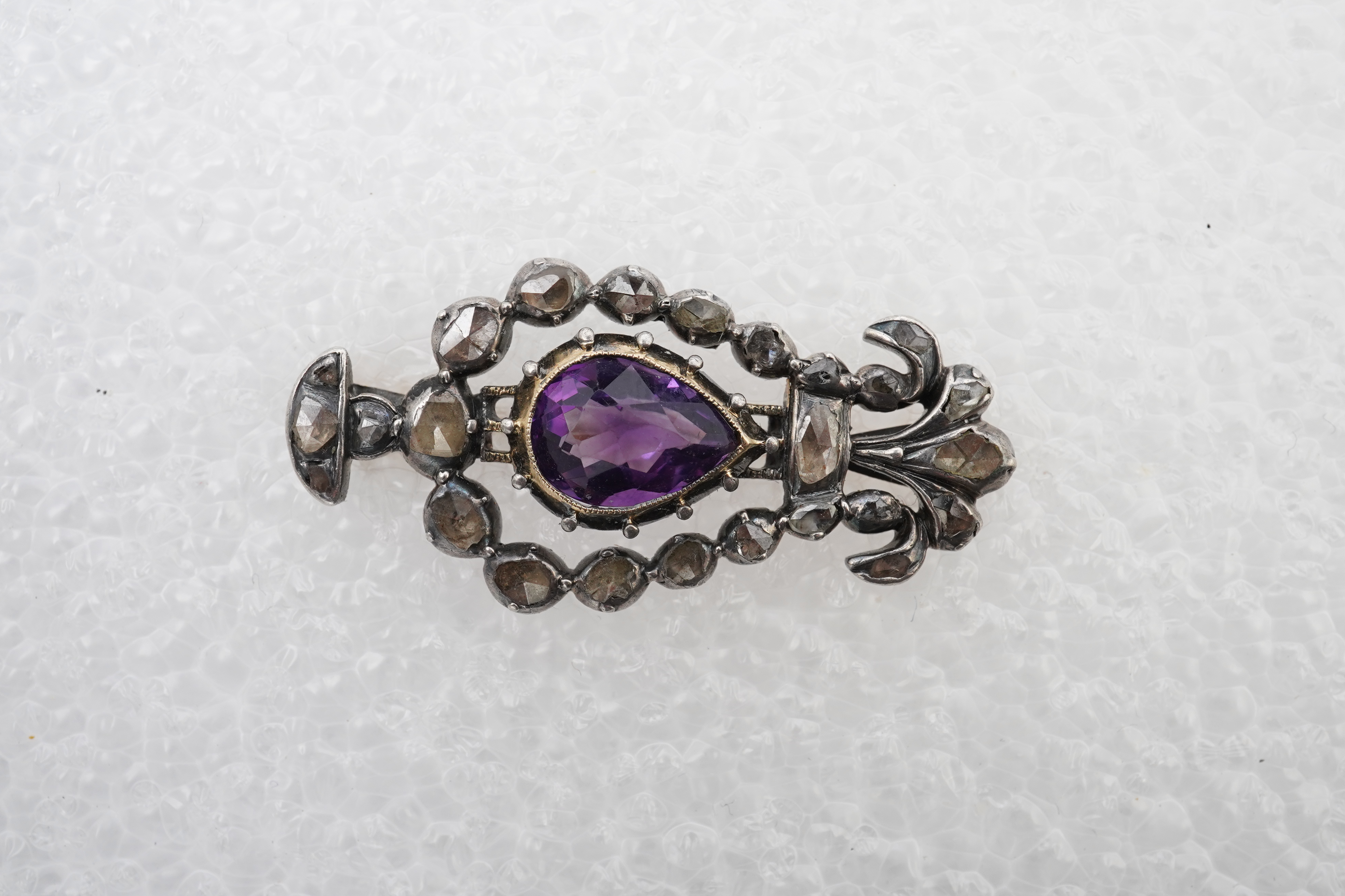 An amethyst and diamond brooch, 19th century and later